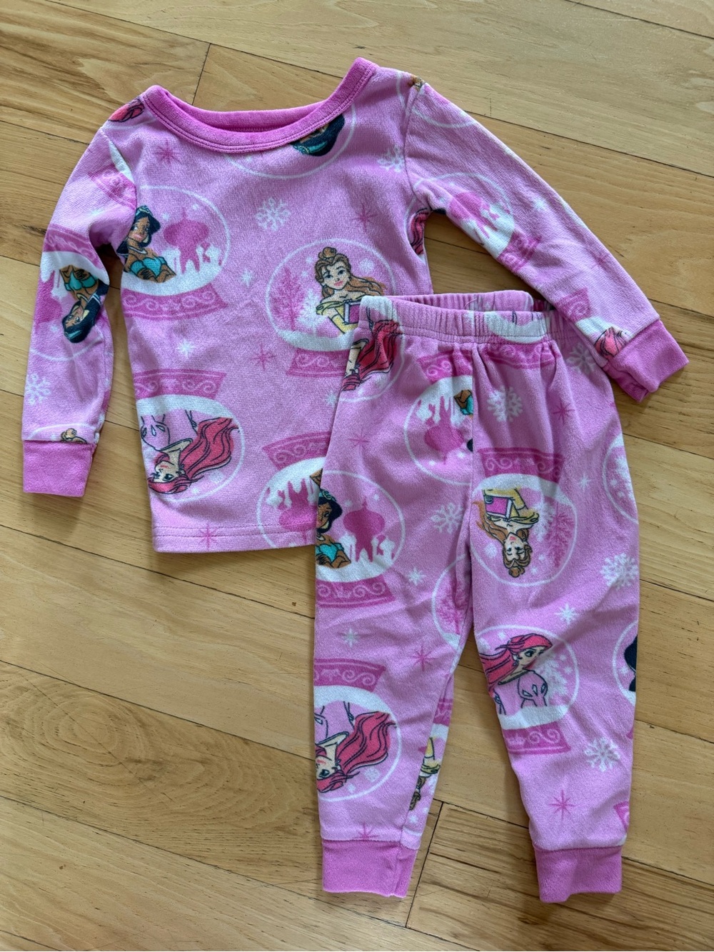 Disney Kids Pink Princess Fuzzy Pajama Set